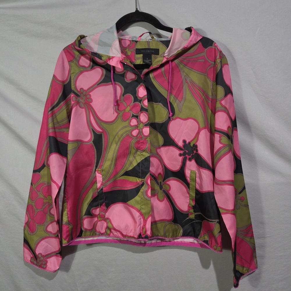 The Limited Women's Jacket Windbreaker SMALL Multicolor Floral Zip Up pockets